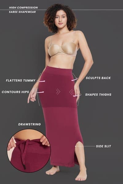 Saree Shapewear with Drawstring in Maroon Saree Shapewear with Drawstring in Maroon