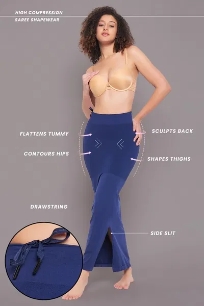 Saree Shapewear with Drawstring in Navy | Clovia Saree Shapewear with Drawstring in Navy | Clovia