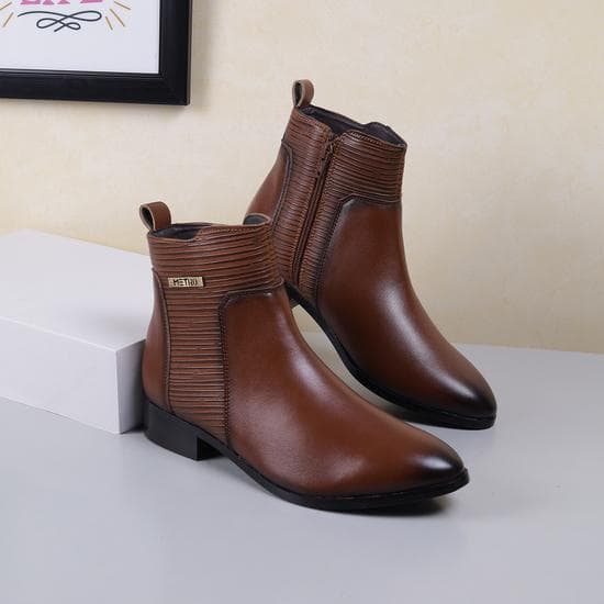 Women Tan Formal Boots Women Tan Formal Boots