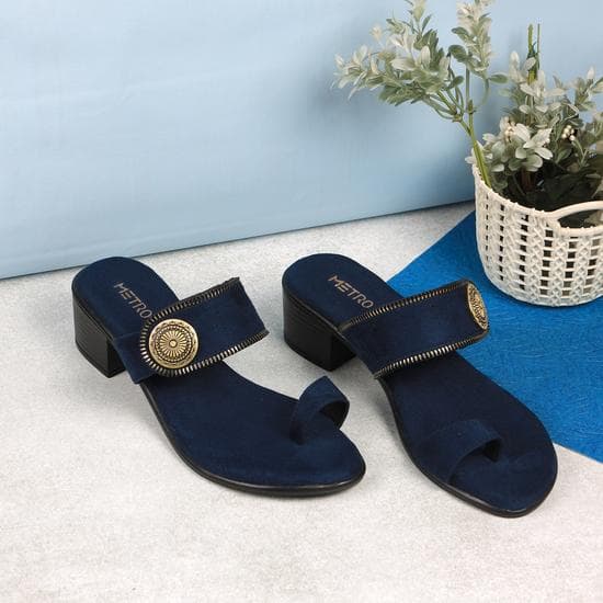 Women Blue-navy Casual Slippers | Metro Shoes Women Blue-navy Casual Slippers | Metro Shoes