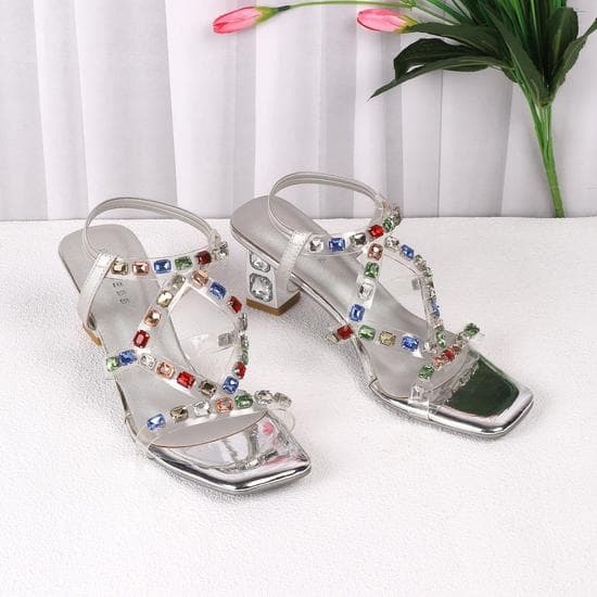 Women Silver Party Sandals Women Silver Party Sandals