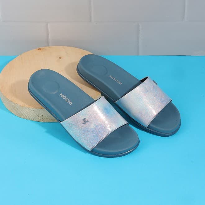 Women Blue Casual Slippers | Mochi Shoes Women Blue Casual Slippers | Mochi Shoes