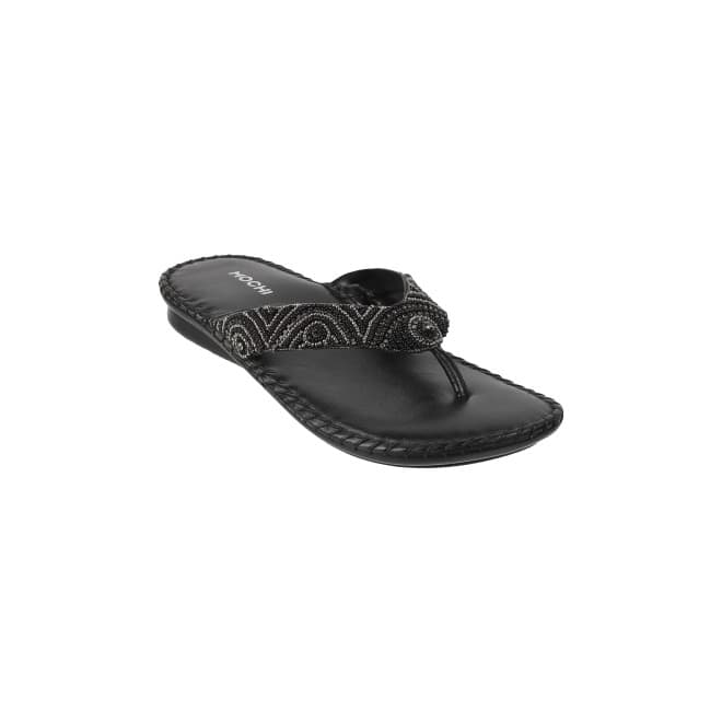 Women Black Casual Slippers | Mochi Shoes Women Black Casual Slippers | Mochi Shoes