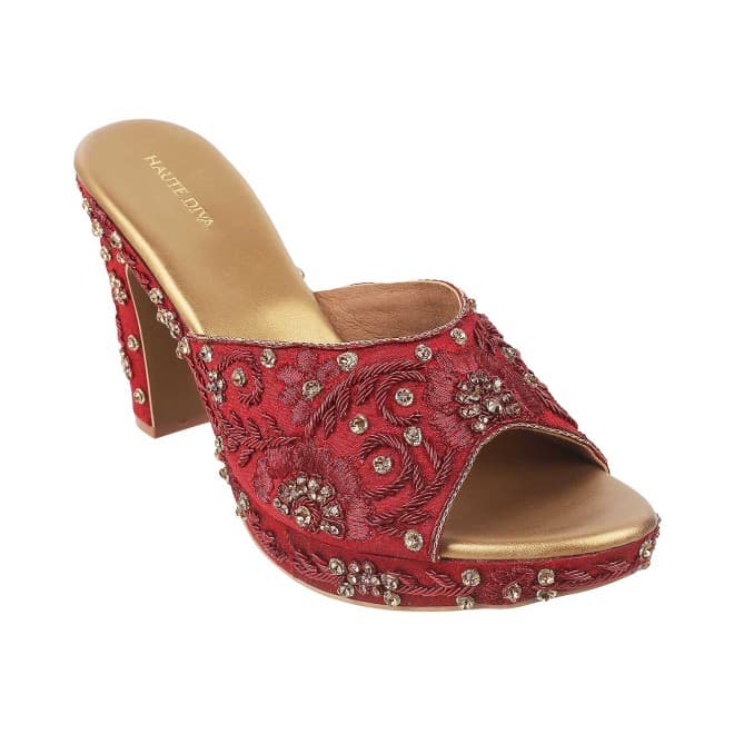 Women Maroon Wedding Slip Ons Women Maroon Wedding Slip Ons