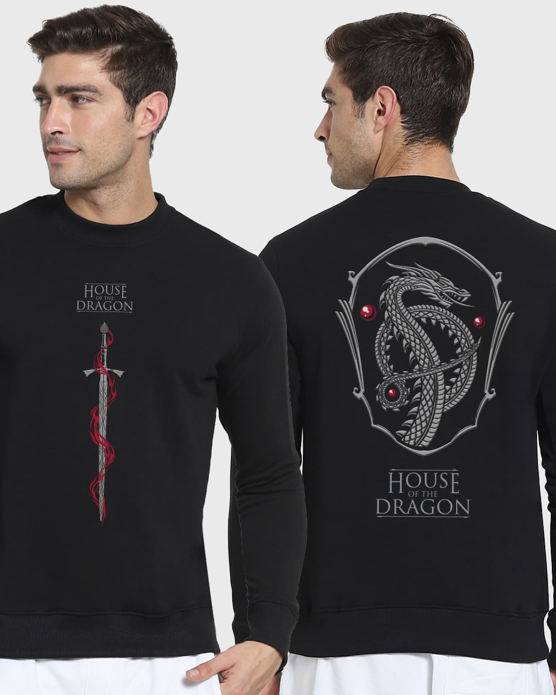 Buy Men's Black House Of The Dragon Kingdom Graphic Printed Fleece Sweatshirt Online at Bewakoof | Bewakoof Buy Men's Black House Of The Dragon Kingdom Graphic Printed Fleece Sweatshirt Online at Bewakoof | Bewakoof