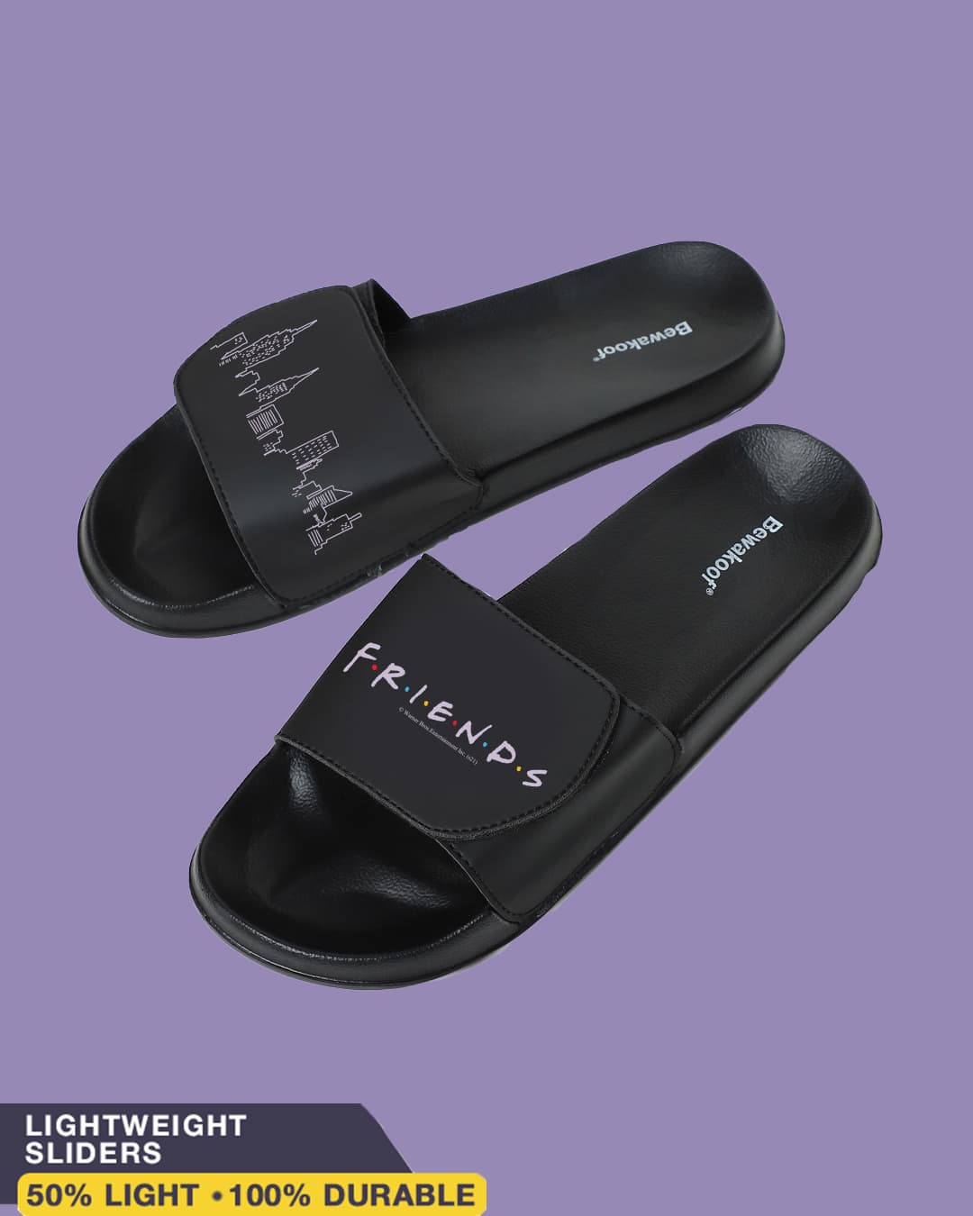 Buy Lilac Friends Lightweight Adjustable Strap Men Slider Online in India at Bewakoof Buy Lilac Friends Lightweight Adjustable Strap Men Slider Online in India at Bewakoof