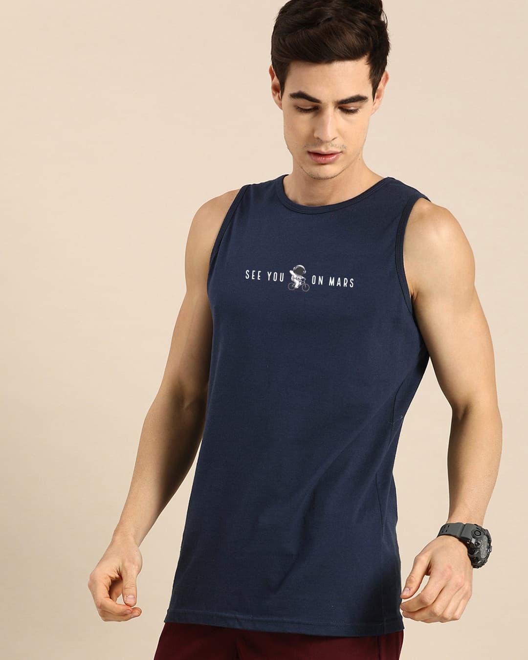 Buy Men's Blue Mars Trip Typography Vest Online at Bewakoof | Bewakoof Buy Men's Blue Mars Trip Typography Vest Online at Bewakoof | Bewakoof