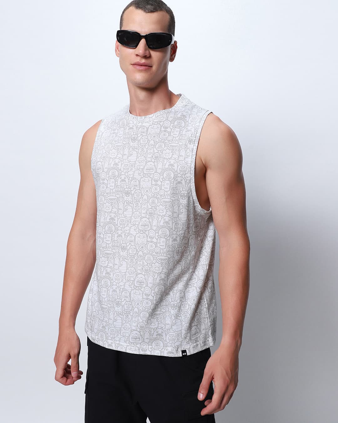 Buy Men's Off White All Over Printed Oversized Vest Online at Bewakoof | Bewakoof Buy Men's Off White All Over Printed Oversized Vest Online at Bewakoof | Bewakoof
