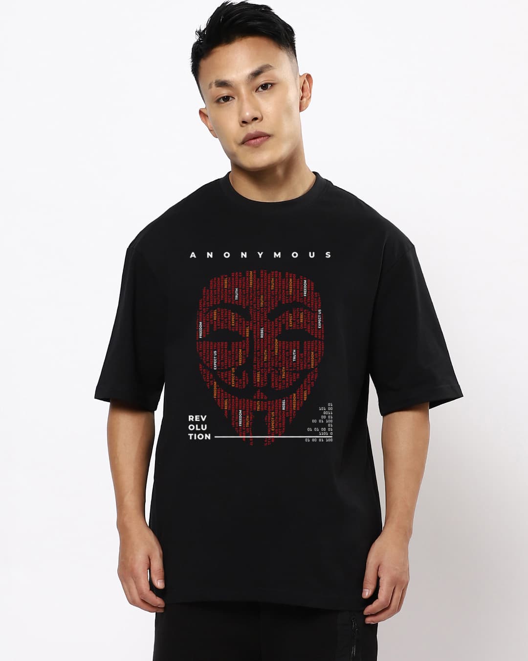 Buy Men's Black Anonymous Graphic Printed Oversized T-shirt Online at Bewakoof | Bewakoof Buy Men's Black Anonymous Graphic Printed Oversized T-shirt Online at Bewakoof | Bewakoof