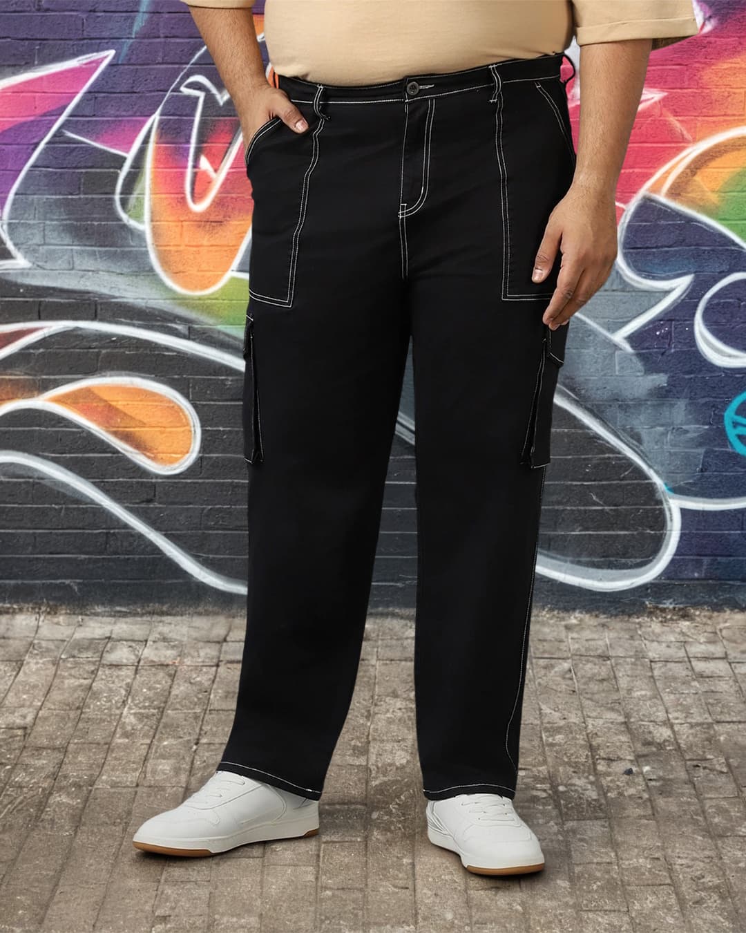 Buy Men's Black Baggy Oversized Plus Size Cargo Pants Online at Bewakoof | Bewakoof Buy Men's Black Baggy Oversized Plus Size Cargo Pants Online at Bewakoof | Bewakoof