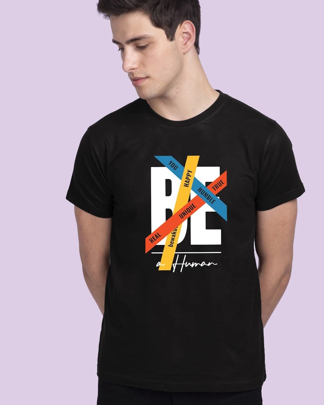 Buy Men's Black Be A Human Typography T-shirt Online at Bewakoof | Bewakoof Buy Men's Black Be A Human Typography T-shirt Online at Bewakoof | Bewakoof