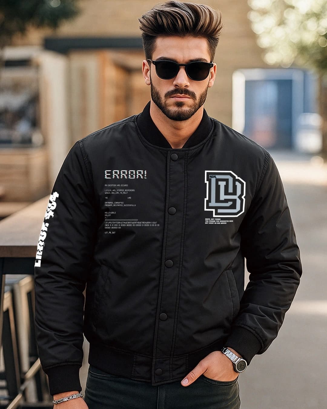 Buy Men's Black Error Typography Oversized Bomber Jacket Online at Bewakoof | Bewakoof Buy Men's Black Error Typography Oversized Bomber Jacket Online at Bewakoof | Bewakoof