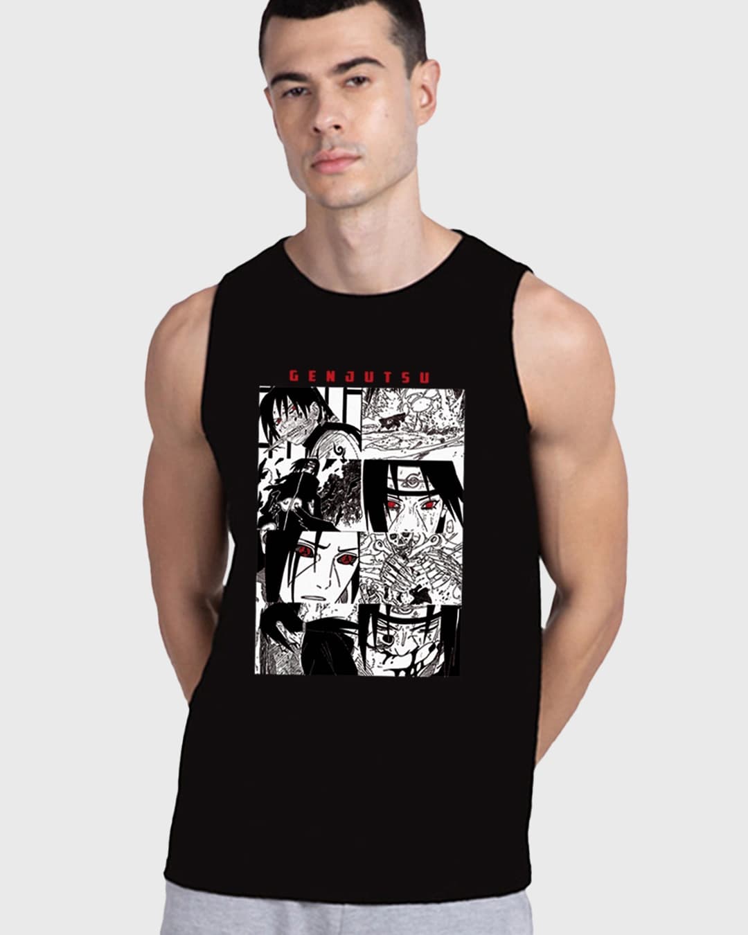 Buy Men's Black Genjutsu Graphic Printed Vest Online at Bewakoof | Bewakoof Buy Men's Black Genjutsu Graphic Printed Vest Online at Bewakoof | Bewakoof