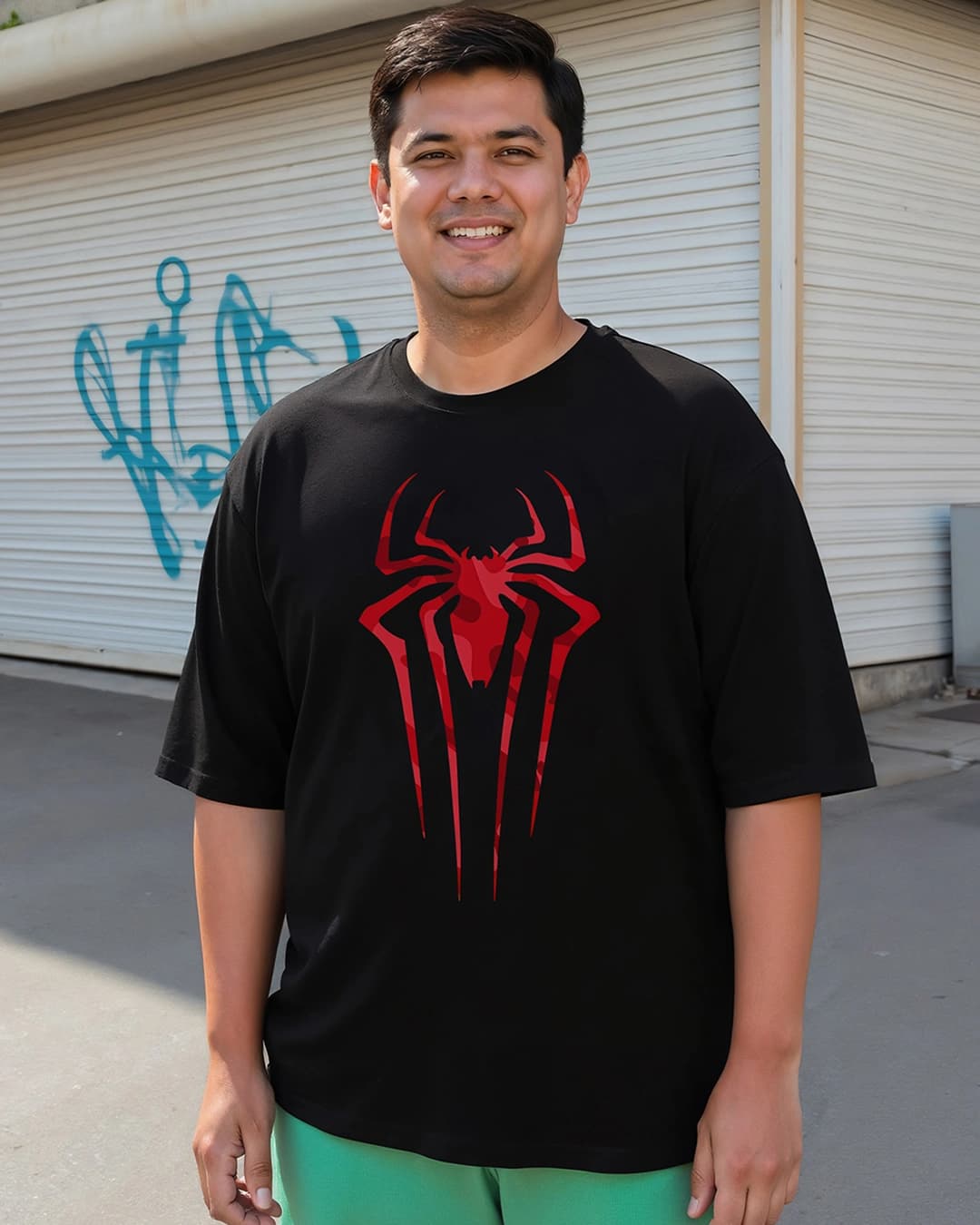 Buy Men's Black Spider Blend Graphic Printed Oversized Plus Size T-shirt Online at Bewakoof | Bewakoof Buy Men's Black Spider Blend Graphic Printed Oversized Plus Size T-shirt Online at Bewakoof | Bewakoof