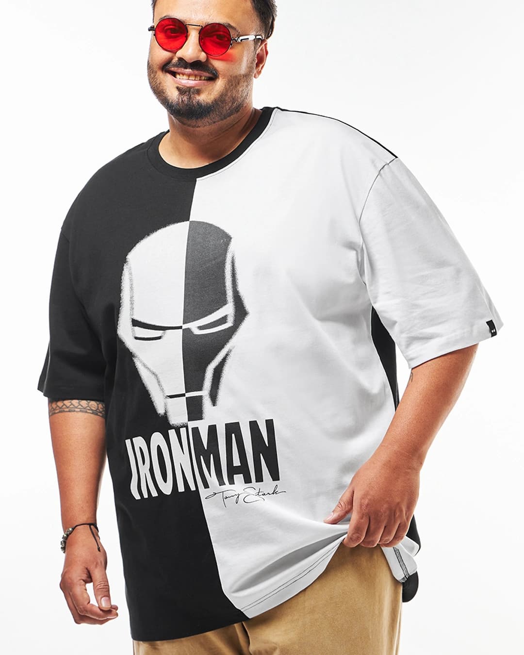 Buy Men's Black & White Iron Man Graphic Printed Oversized Plus Size T-shirt Online at Bewakoof | Bewakoof Buy Men's Black & White Iron Man Graphic Printed Oversized Plus Size T-shirt Online at Bewakoof | Bewakoof