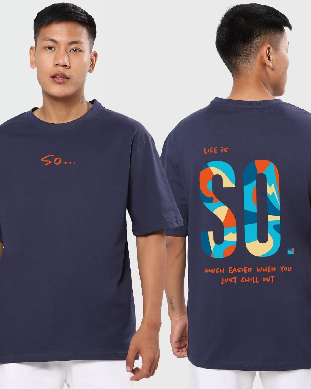 Buy Men's Blue So Typography Oversized T-shirt Online at Bewakoof | Bewakoof Buy Men's Blue So Typography Oversized T-shirt Online at Bewakoof | Bewakoof