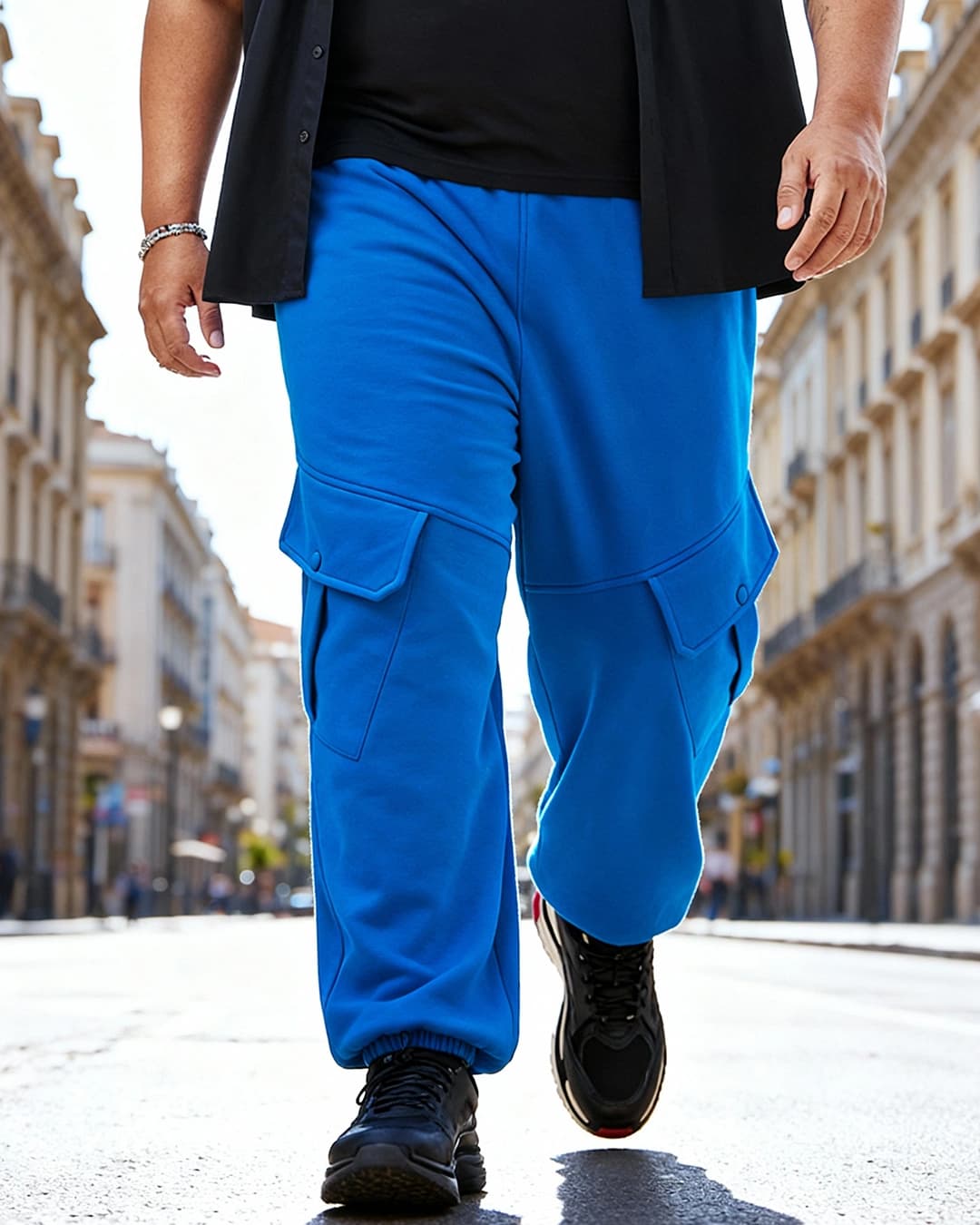 Buy Men's Blue Super Loose Fit Plus Size Brushed Cargo Fleece Joggers Online at Bewakoof | Bewakoof Buy Men's Blue Super Loose Fit Plus Size Brushed Cargo Fleece Joggers Online at Bewakoof | Bewakoof
