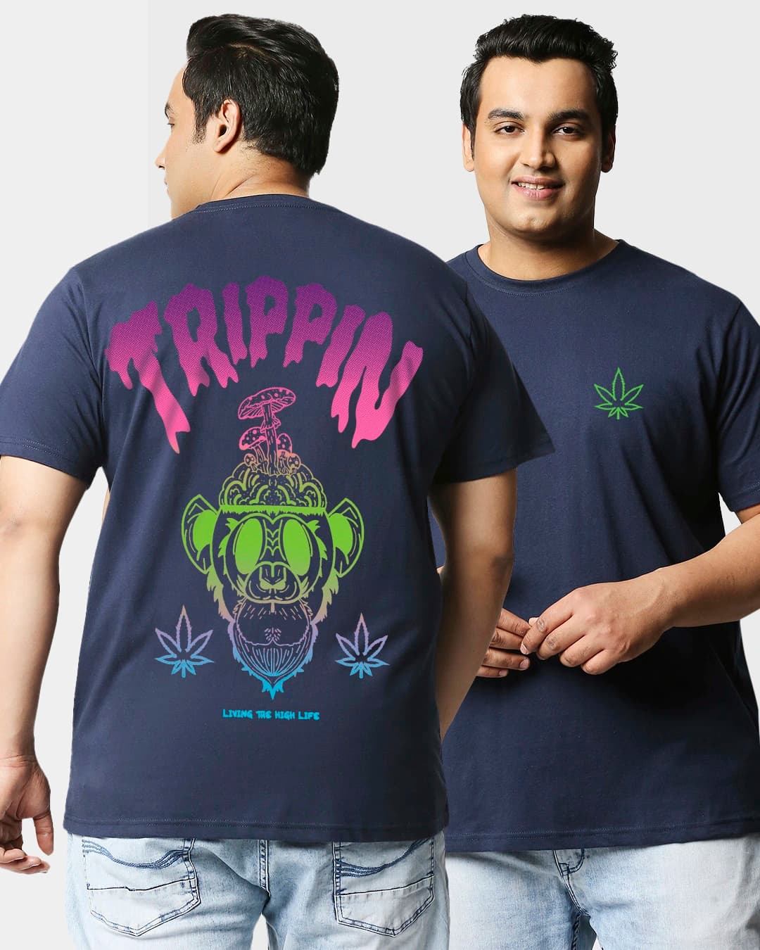 Buy Men's Blue Tripping Monkey Graphic Printed Plus Size T-shirt Online at Bewakoof | Bewakoof Buy Men's Blue Tripping Monkey Graphic Printed Plus Size T-shirt Online at Bewakoof | Bewakoof