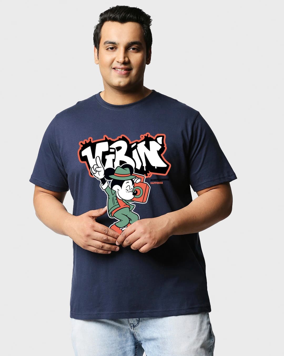 Buy Men's Blue Vibin Mickey Graphic Printed Plus Size T-shirt Online at Bewakoof | Bewakoof Buy Men's Blue Vibin Mickey Graphic Printed Plus Size T-shirt Online at Bewakoof | Bewakoof