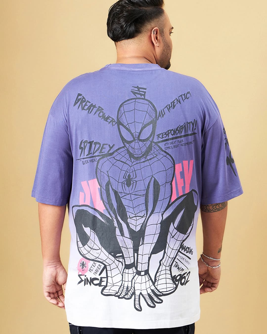 Buy Men's Skipper Blue Spider Man Graphic Printed Ombre Oversized Plus Size T-shirt Online at Bewakoof | Bewakoof Buy Men's Skipper Blue Spider Man Graphic Printed Ombre Oversized Plus Size T-shirt Online at Bewakoof | Bewakoof