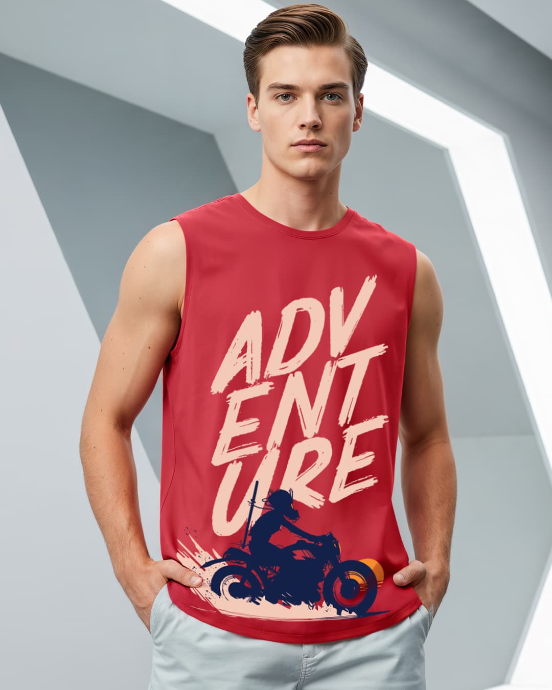 Buy Men's Bold Red Moon Rider Graphic Printed Boxy Fit Vest Online at Bewakoof | Bewakoof Buy Men's Bold Red Moon Rider Graphic Printed Boxy Fit Vest Online at Bewakoof | Bewakoof