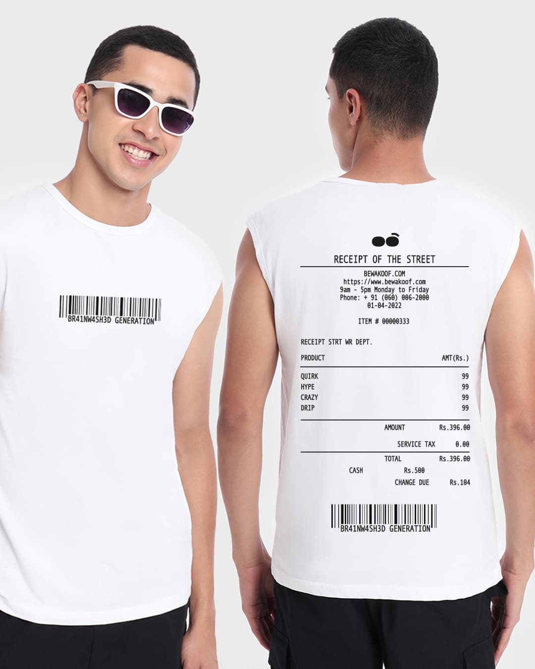 Buy Men's White Brainwashed Typography Oversized Vest Online at Bewakoof | Bewakoof Buy Men's White Brainwashed Typography Oversized Vest Online at Bewakoof | Bewakoof