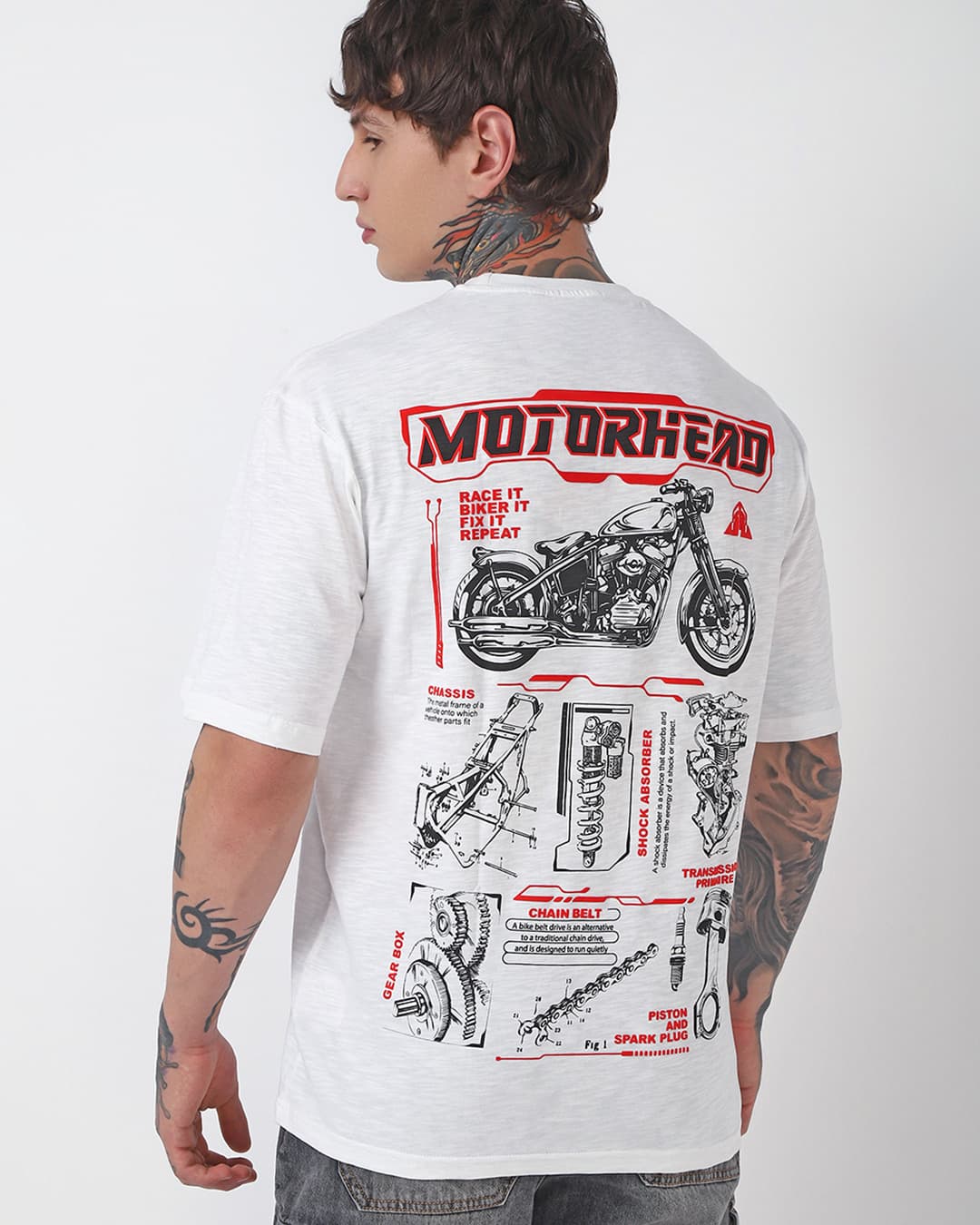 Buy Men's Bright White Motor Head Graphic Printed Oversized T-shirt Online at Bewakoof | Bewakoof Buy Men's Bright White Motor Head Graphic Printed Oversized T-shirt Online at Bewakoof | Bewakoof