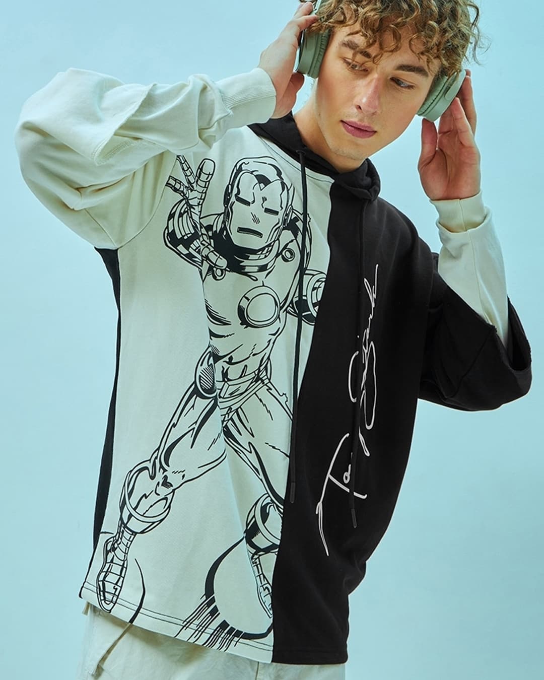 Buy Men's Gardenia & Black Iron Man Graphic Printed Super Loose Fit Hoodies Online at Bewakoof Buy Men's Gardenia & Black Iron Man Graphic Printed Super Loose Fit Hoodies Online at Bewakoof
