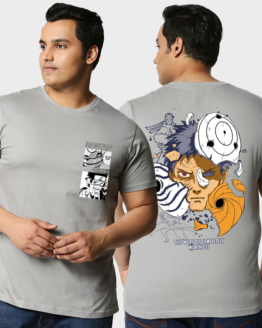 Buy Men's Grey Uchiha Obito Graphic Printed Plus Size T-shirt Online at Bewakoof Buy Men's Grey Uchiha Obito Graphic Printed Plus Size T-shirt Online at Bewakoof