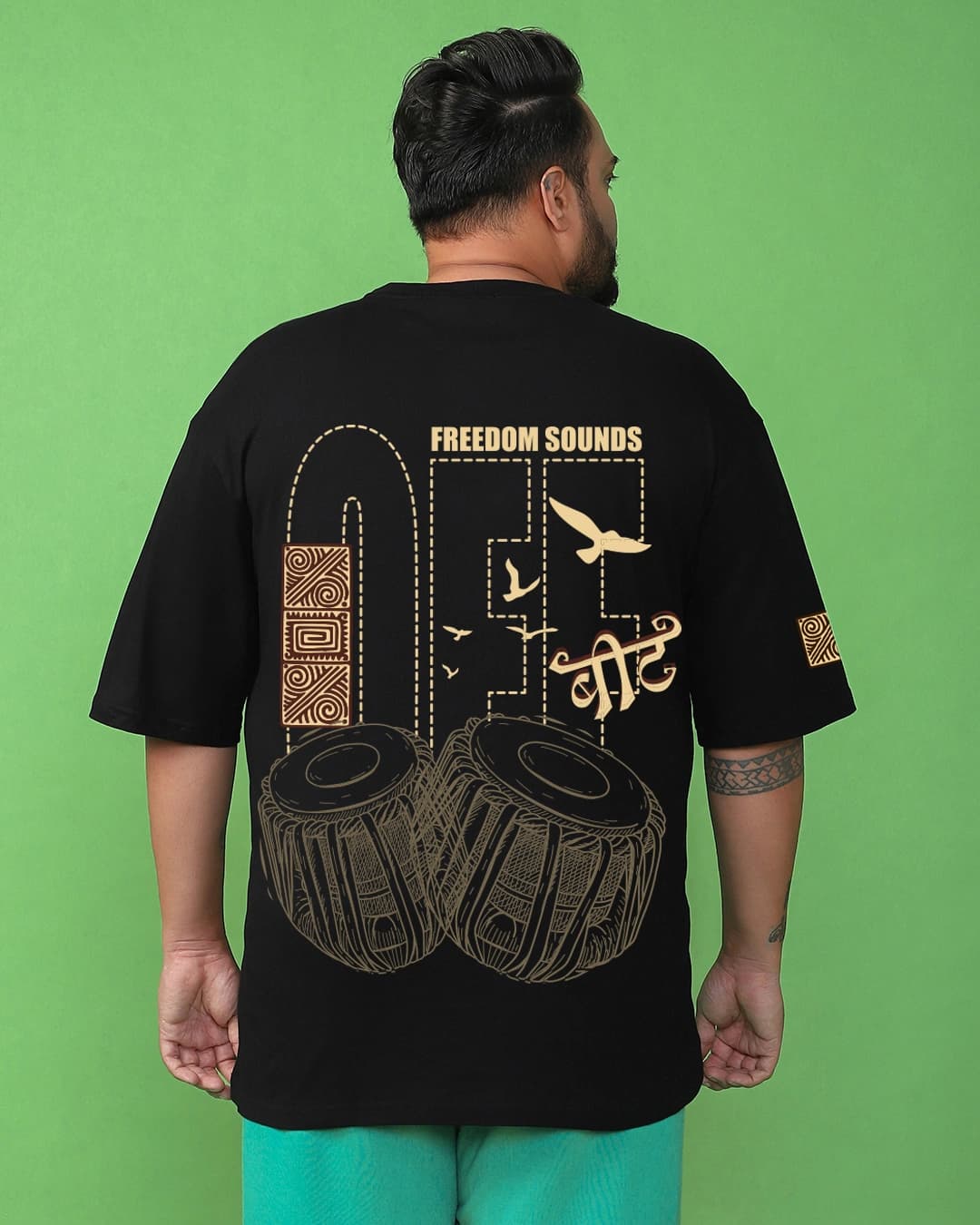 Buy Men's Jet Black Freedom Sounds Graphic Printed Oversized Plus Size T-shirt Online at Bewakoof | Bewakoof Buy Men's Jet Black Freedom Sounds Graphic Printed Oversized Plus Size T-shirt Online at Bewakoof | Bewakoof