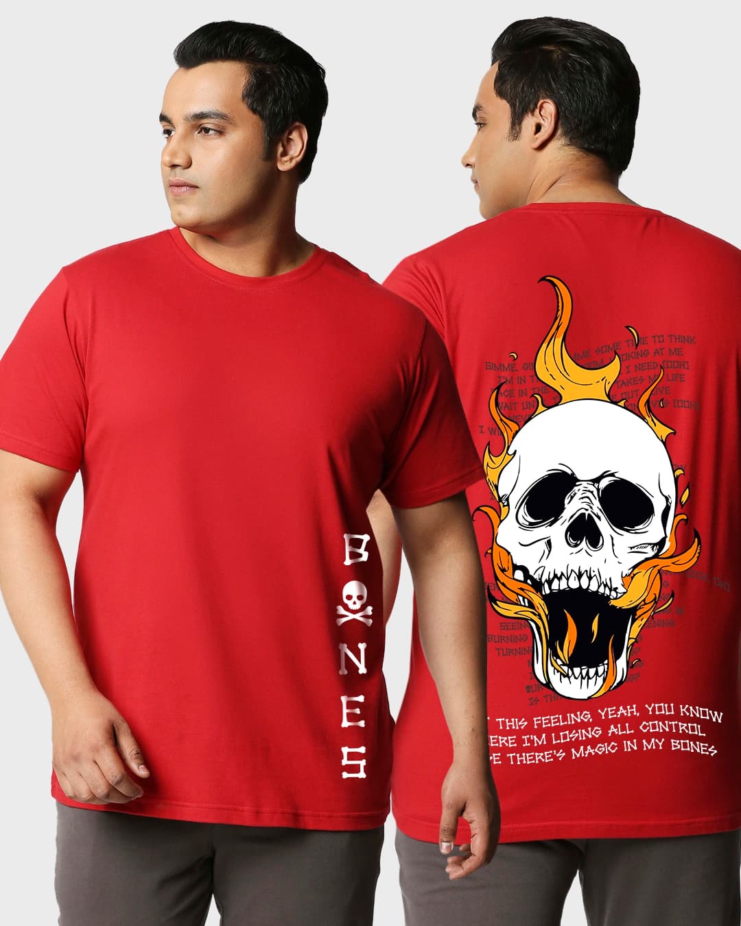 Buy Men's Red Bones Graphic Printed Oversized Plus Size T-shirt Online at Bewakoof | Bewakoof Buy Men's Red Bones Graphic Printed Oversized Plus Size T-shirt Online at Bewakoof | Bewakoof