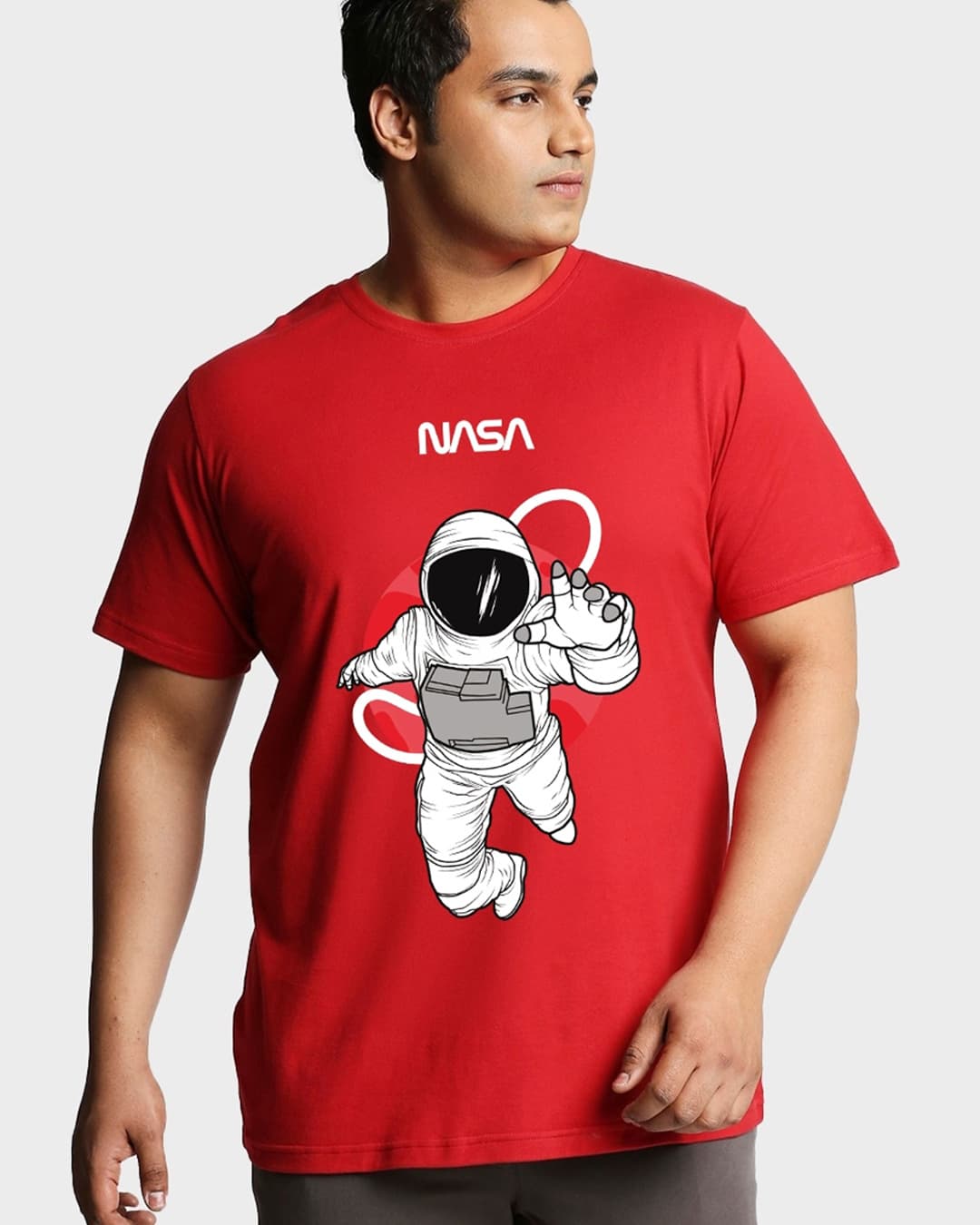 Buy Men's Red NASA Astronaut Graphic Printed Oversized Plus Size T-shirt Online at Bewakoof Buy Men's Red NASA Astronaut Graphic Printed Oversized Plus Size T-shirt Online at Bewakoof