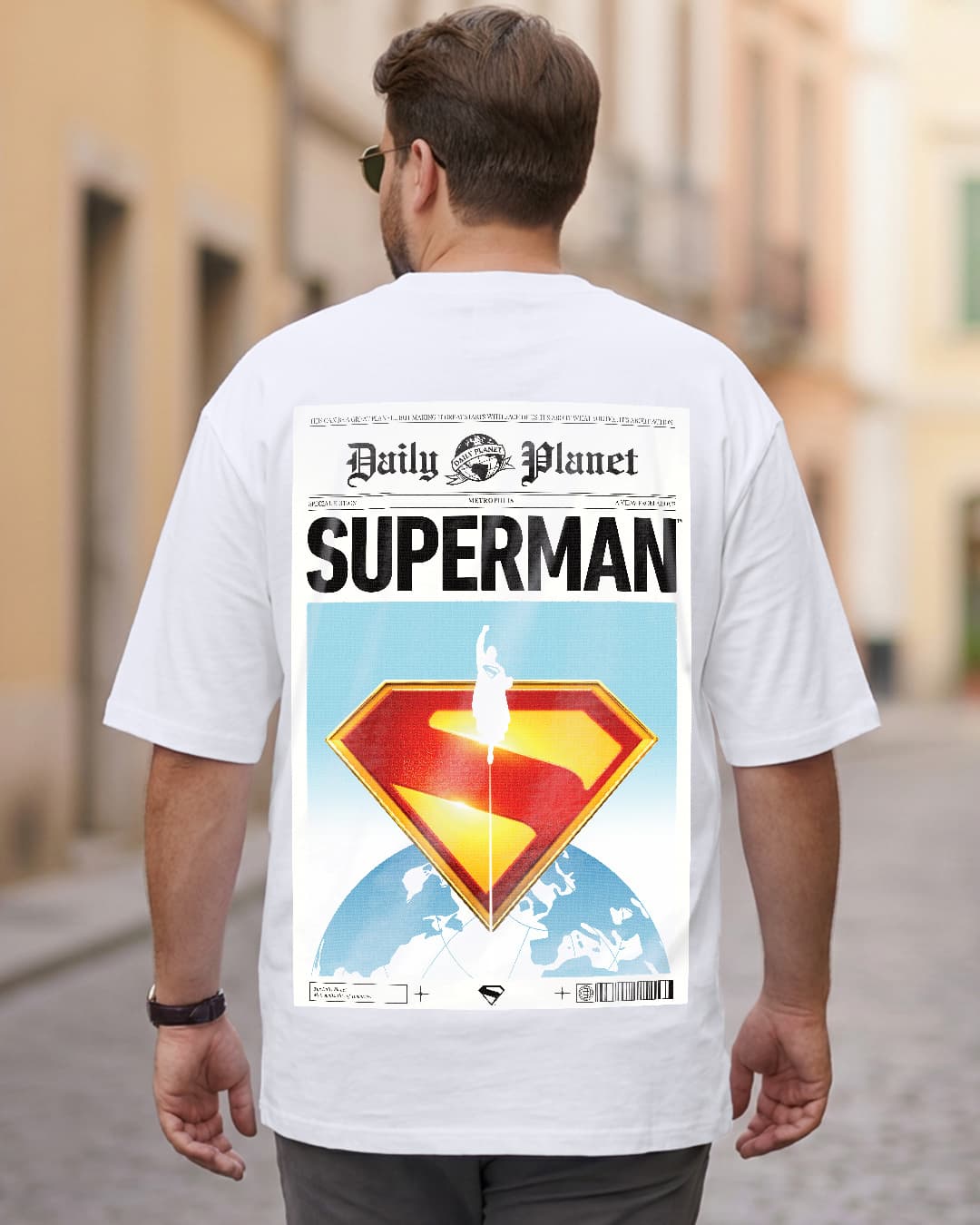 Buy Men's White Daily Planet Graphic Printed Oversized Plus Size T-shirt Online at Bewakoof Buy Men's White Daily Planet Graphic Printed Oversized Plus Size T-shirt Online at Bewakoof