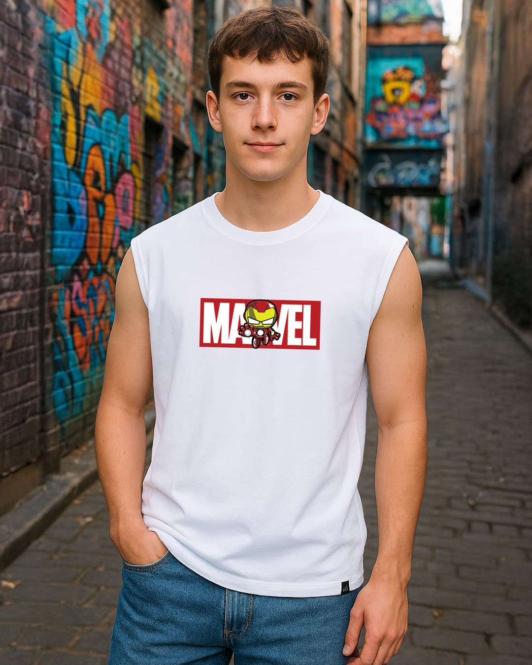 Buy Men's White Marvelous Ironman Graphic Printed Boxy Fit Vest Online at Bewakoof | Bewakoof Buy Men's White Marvelous Ironman Graphic Printed Boxy Fit Vest Online at Bewakoof | Bewakoof