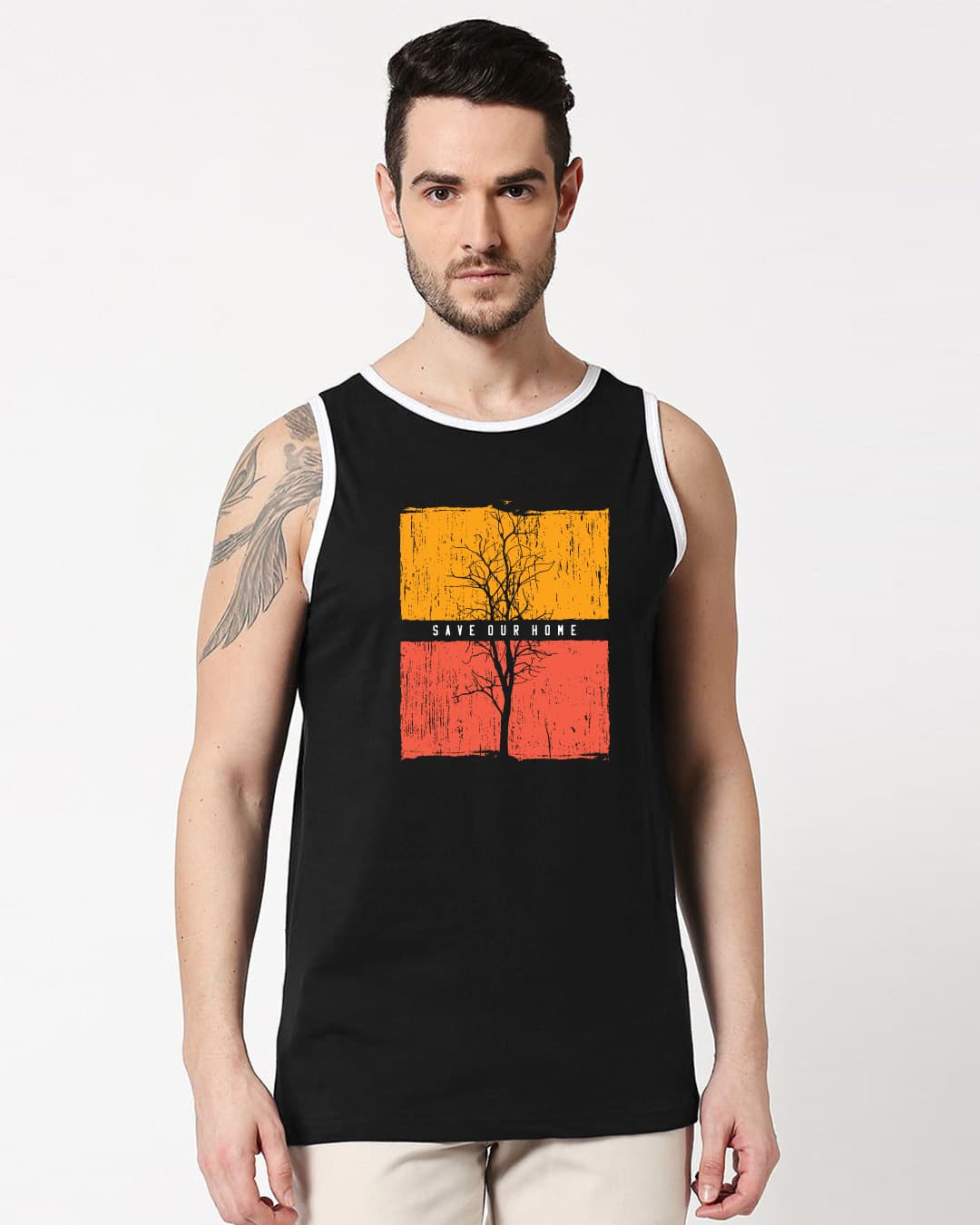 Buy Men's Black Save Our Home Graphic Printed Contrast Binding Vest Online at Bewakoof | Bewakoof Buy Men's Black Save Our Home Graphic Printed Contrast Binding Vest Online at Bewakoof | Bewakoof