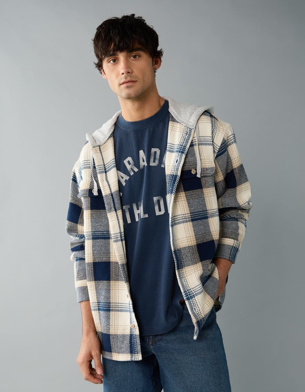 American Eagle Men Hooded Flannel | Aeo American Eagle Men Hooded Flannel | Aeo