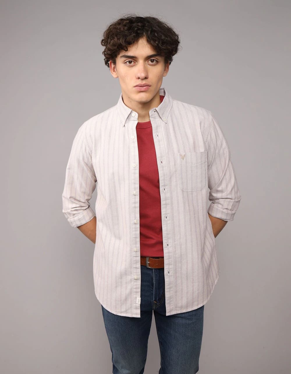 American Eagle Men Campus Khaki Everyday Slim Oxford Button-Up Shirt | Aeo American Eagle Men Campus Khaki Everyday Slim Oxford Button-Up Shirt | Aeo