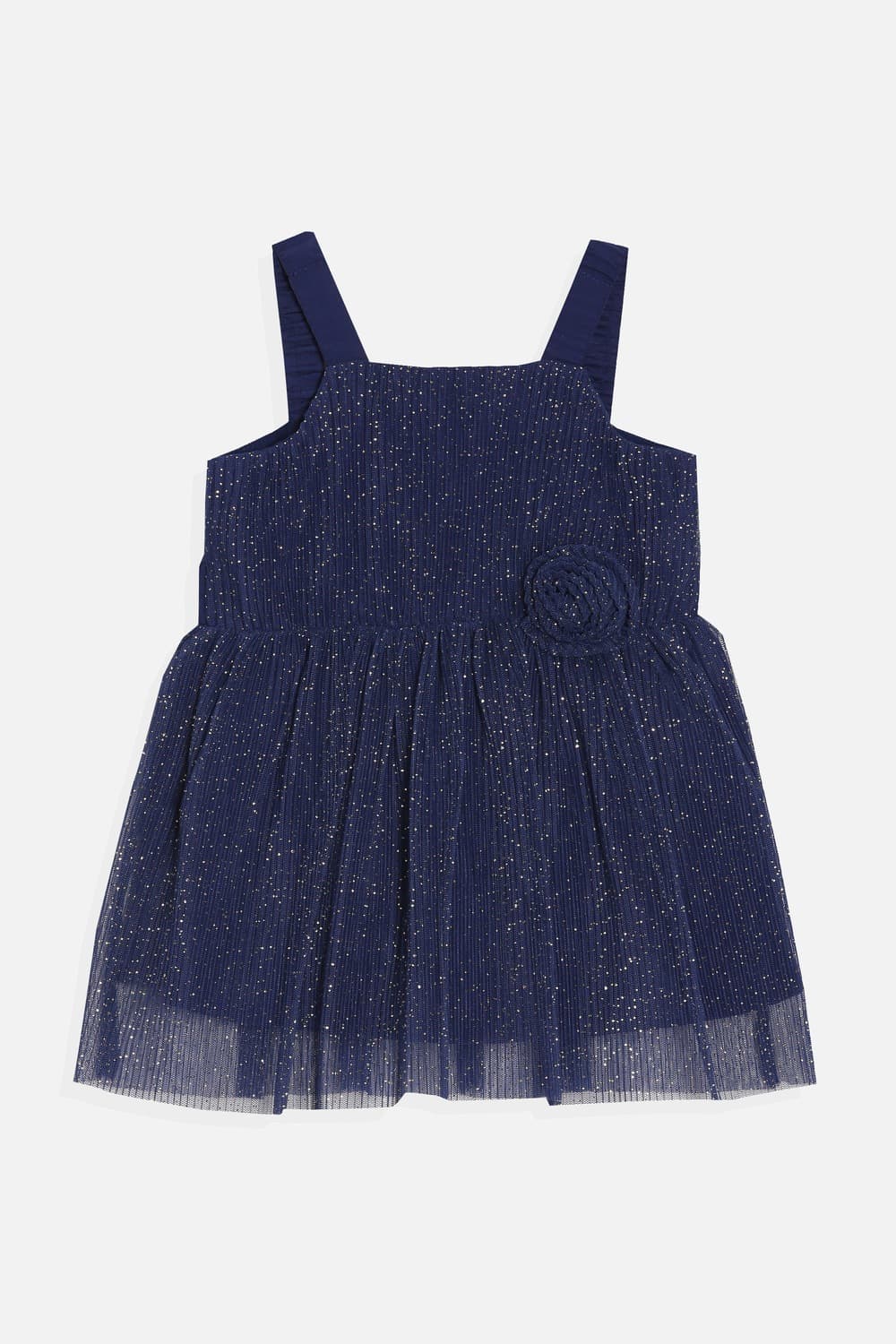 Girls Navy Textured Knee Length Party Dress Girls Navy Textured Knee Length Party Dress