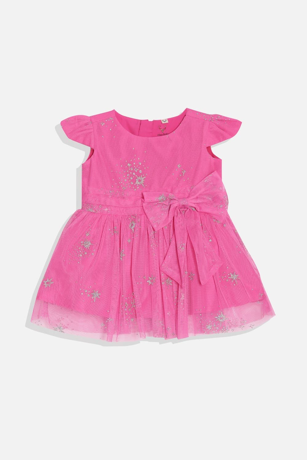 Girls Pink Textured Knee Length Party Dress Girls Pink Textured Knee Length Party Dress