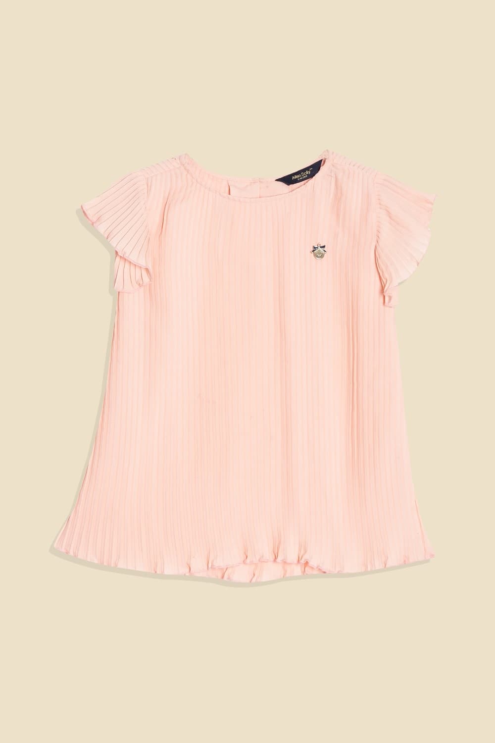 Girls Beige Solid Casual Top Girls Beige Solid Casual Top