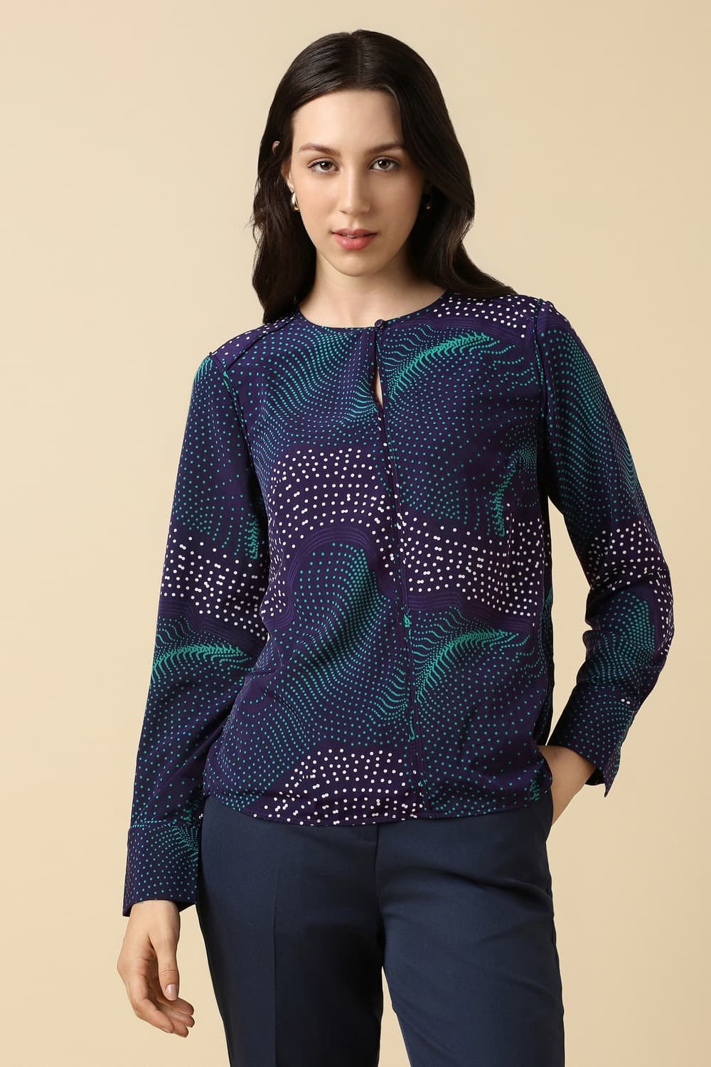 Women Purple Printed Formal Top Women Purple Printed Formal Top
