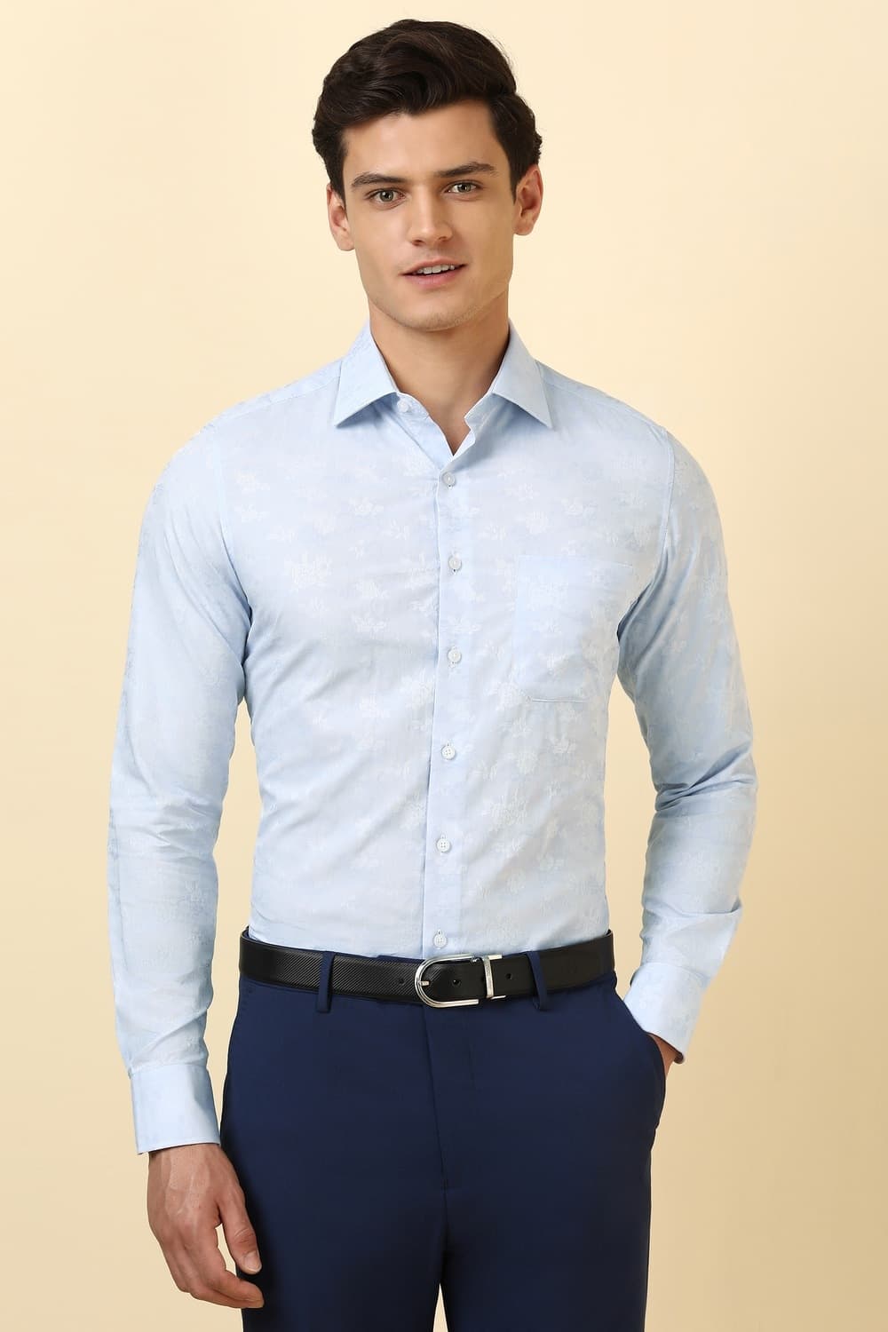 Men Light Blue Textured Full Sleeves Wrinkle Resistant Formal shirt | Allen Solly Men Light Blue Textured Full Sleeves Wrinkle Resistant Formal shirt | Allen Solly