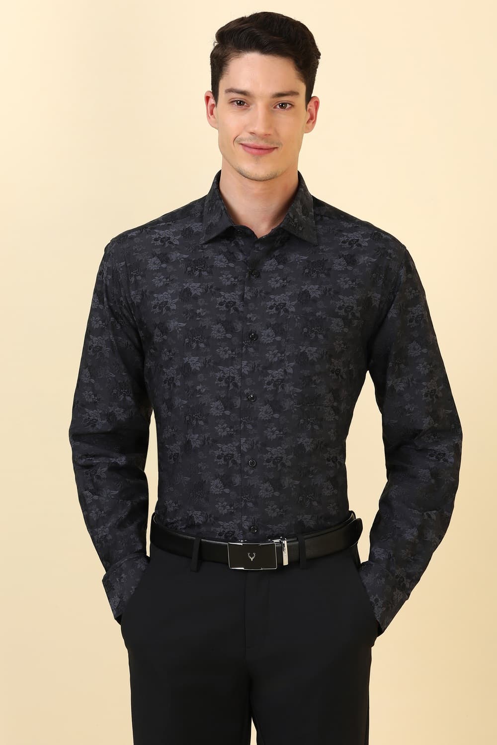 Men Black Print Full Sleeves Wrinkle Resistant Formal shirt | Allen Solly Men Black Print Full Sleeves Wrinkle Resistant Formal shirt | Allen Solly