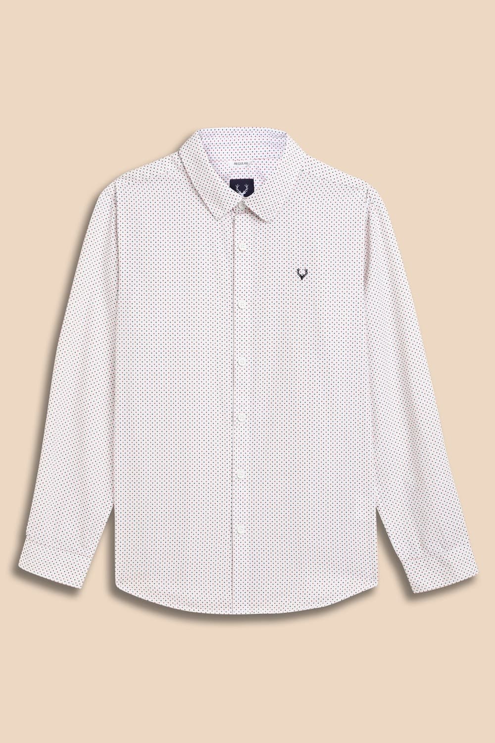 Boys Beige Print Casual Shirt Boys Beige Print Casual Shirt
