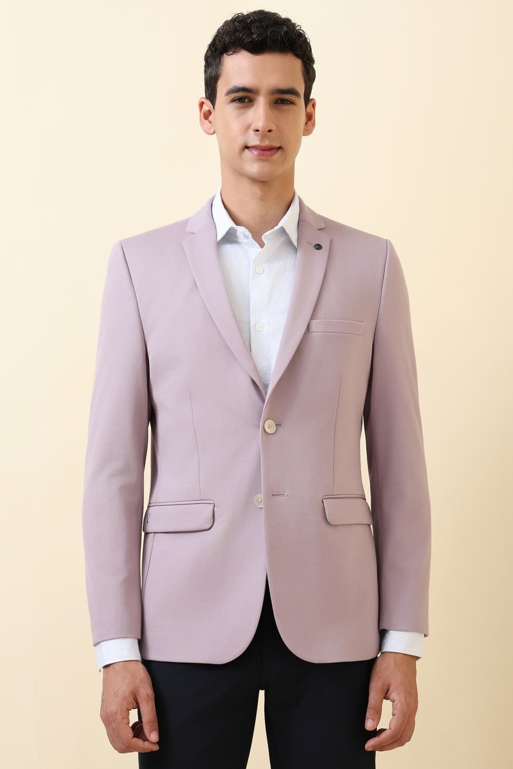 Men Lilac Solid Formal Blazer Men Lilac Solid Formal Blazer