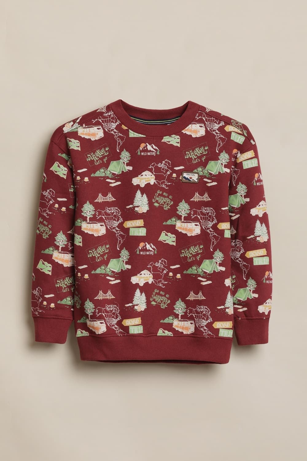 Boys Maroon Print Sweatshirt Boys Maroon Print Sweatshirt