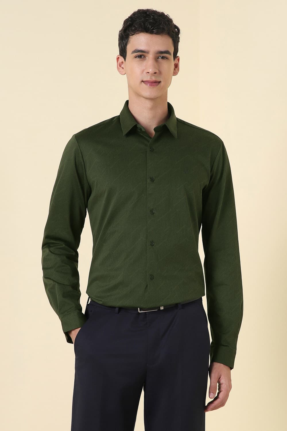 Men Green Stripe Full Sleeves Formal Shirt Men Green Stripe Full Sleeves Formal Shirt