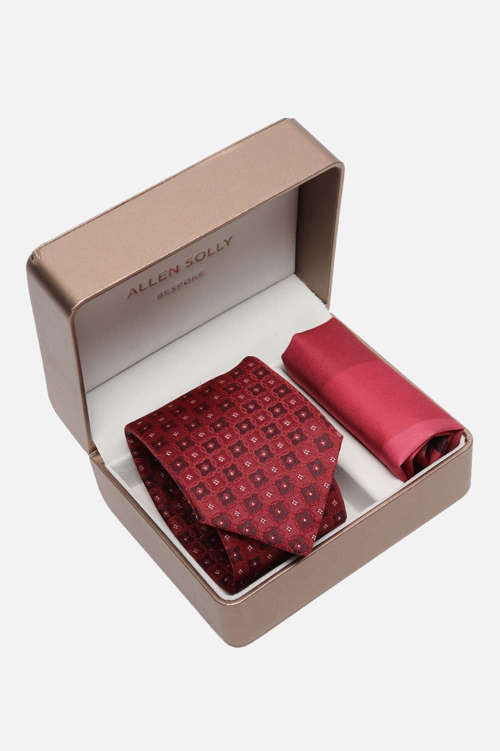 Men Red Embroidered Party Tie and Pocket Square Men Red Embroidered Party Tie and Pocket Square