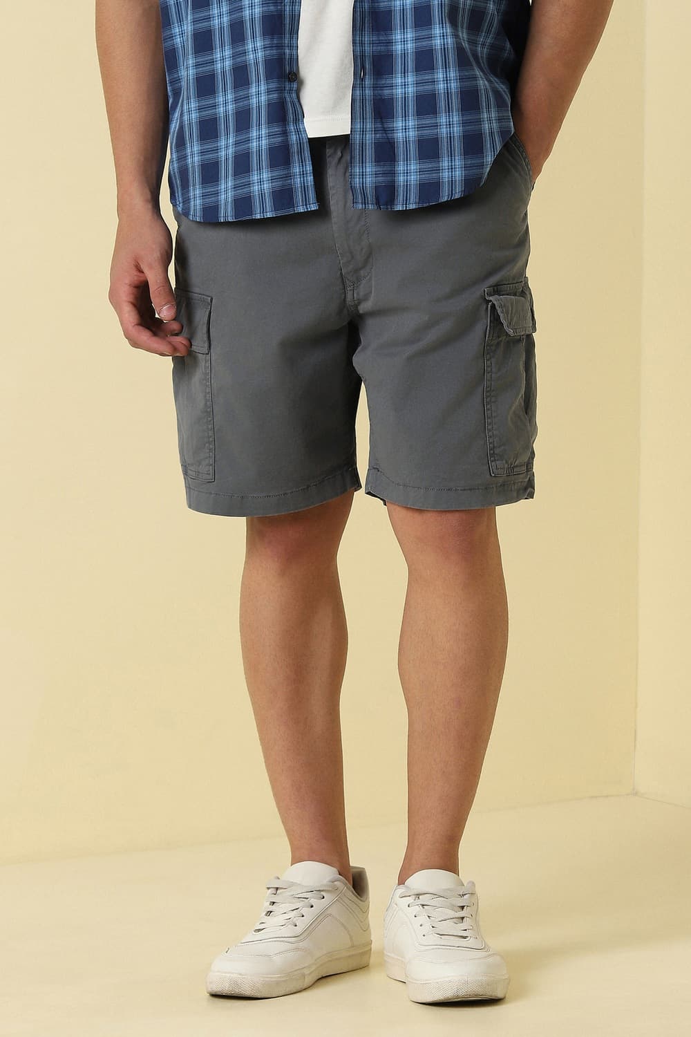 Men Grey Solid Shorts Men Grey Solid Shorts