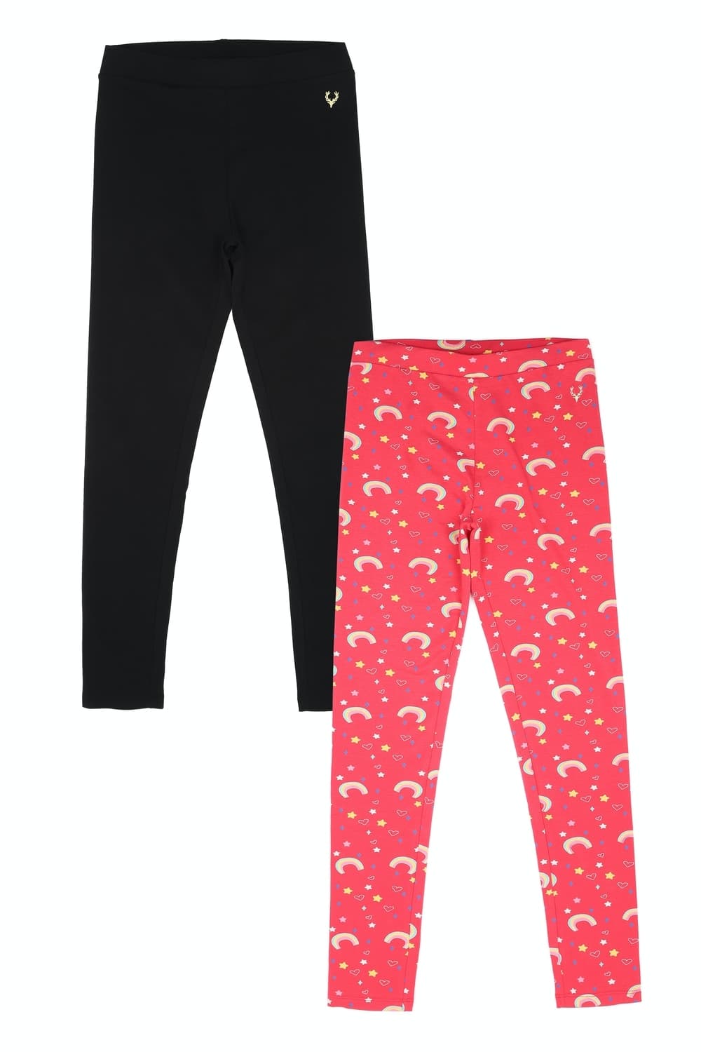 Girls Pink Printed Regular Fit Leggings Girls Pink Printed Regular Fit Leggings